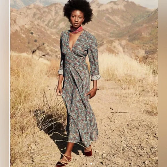 DÔEN Charleston Dress Ladybird Floral Maxi Midi | Size Medium Cottagecore - Picture 1 of 9